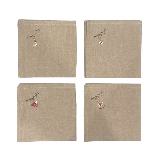 Juleservietter med broderie - 4 stk.