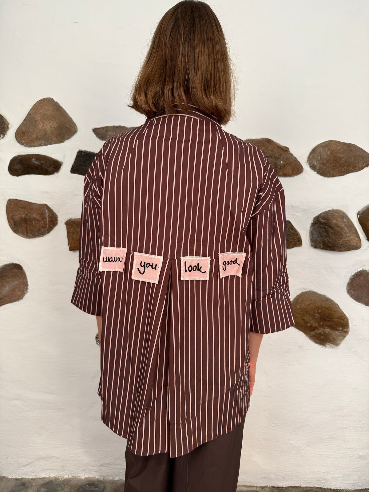 Luna Shirt Wauw - Brown/Rose Stripe