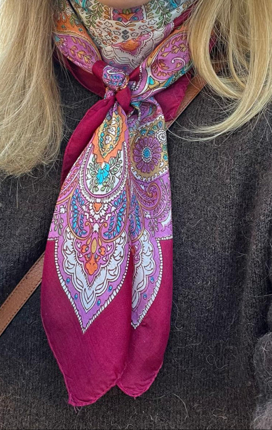 Paisley Silk Scarf - Choco Wine