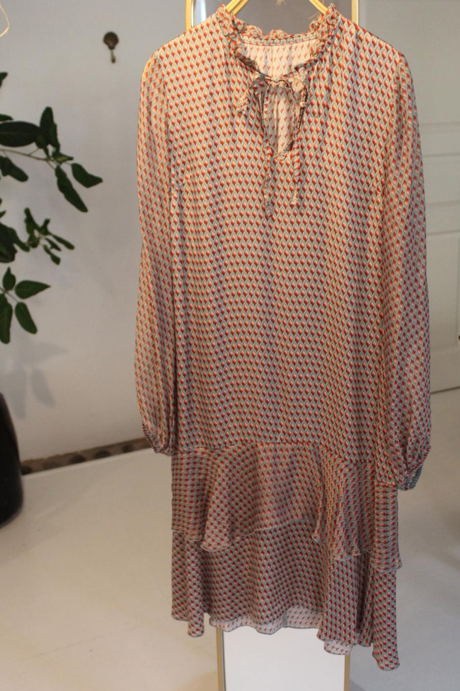 Luella Dress - GreyBlue/Red