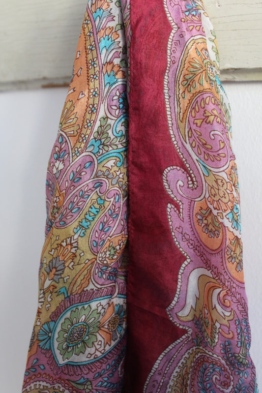 Paisley Silk Scarf - Choco Wine
