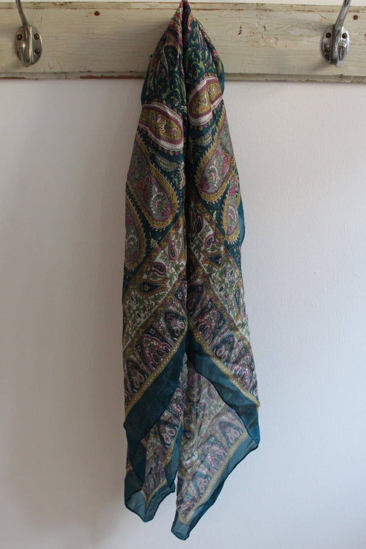 Paisley Silk Scarf - Petrol