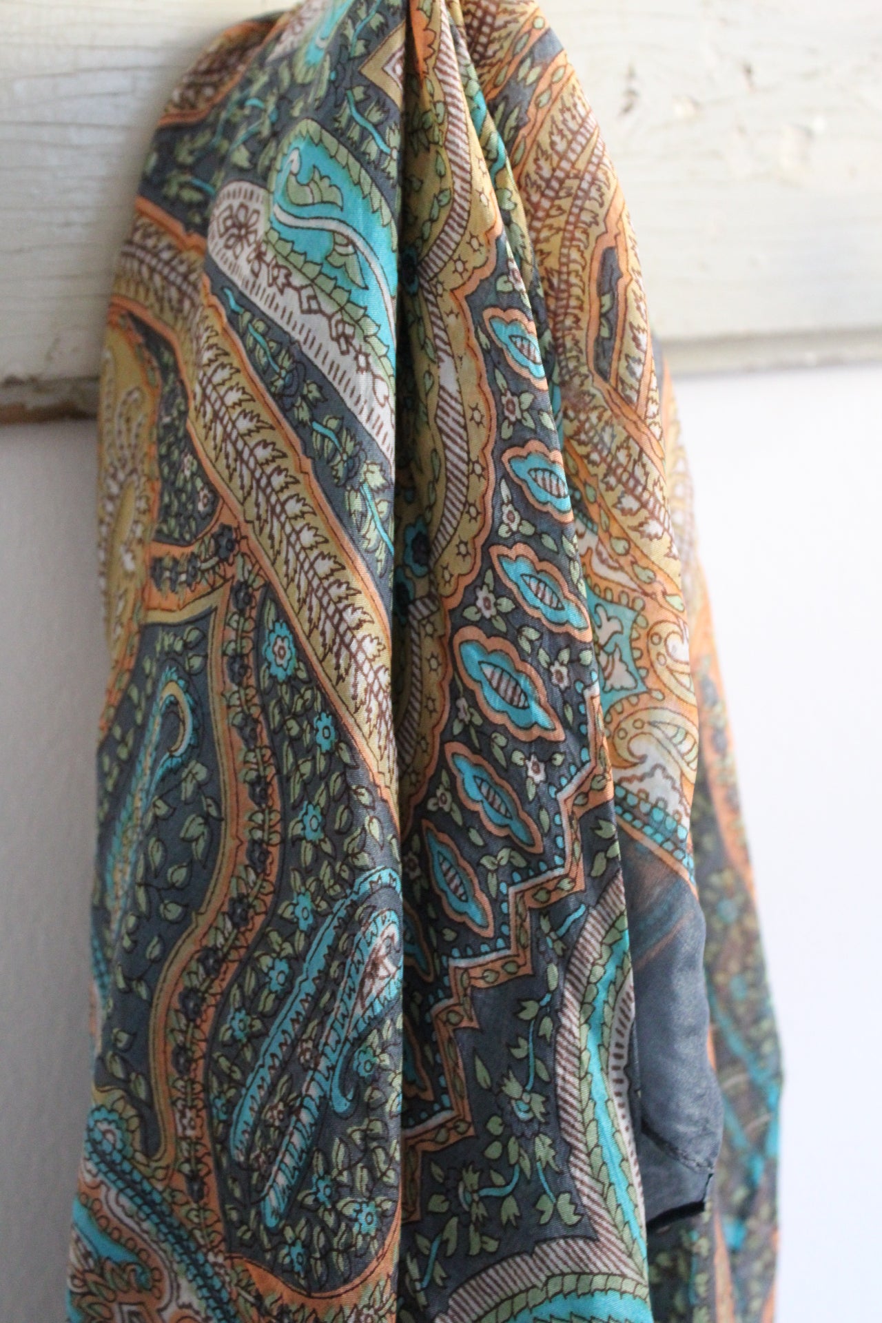 Paisley tørklæde silke - Grey