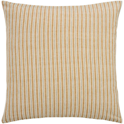 Pude m. fyld - varm beige m. råhvid og grøn strib / Ib Laursen
