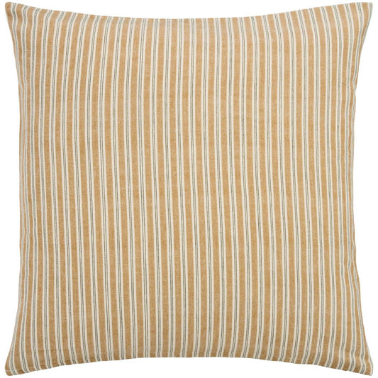 Pude m. fyld - varm beige m. råhvid og grøn strib / Ib Laursen