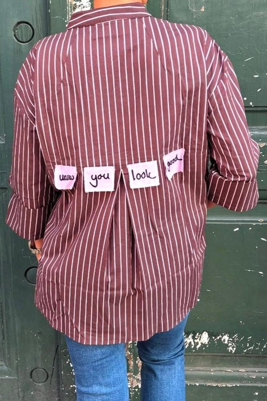 Luna Shirt Wauw - Brown/Rose Stripe