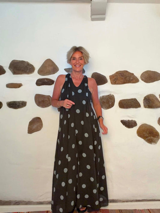 Coco Dress - Chokolade brun med grå dot