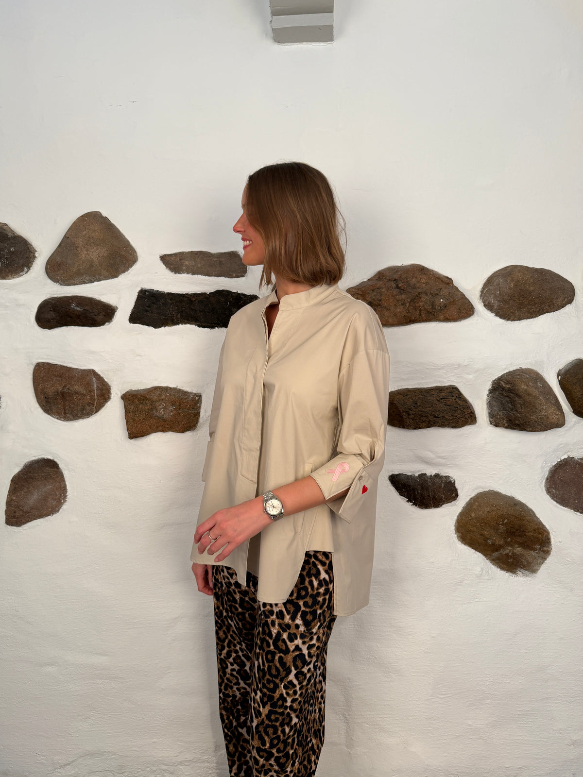 Luna shirt We care about you - Beige
