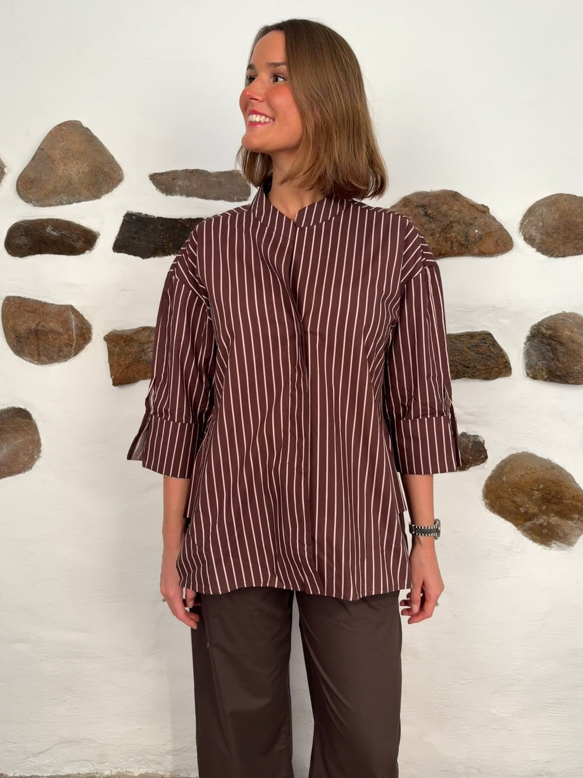Luna Shirt Wauw - Brown/Rose Stripe