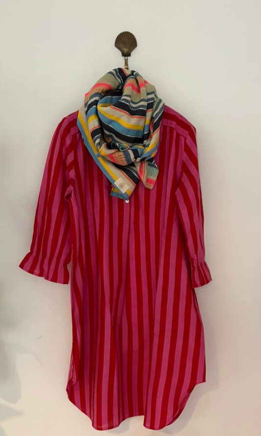 Portofino dress pink red stribe