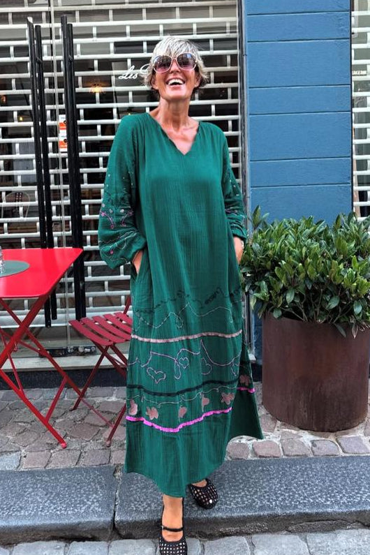 Cassey Dress - Bottle Green