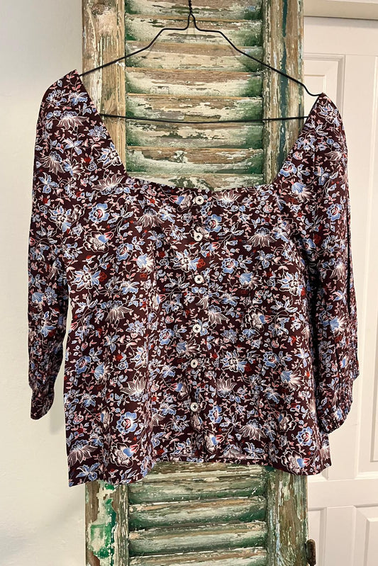 Cami Blouse - Brown/Blue