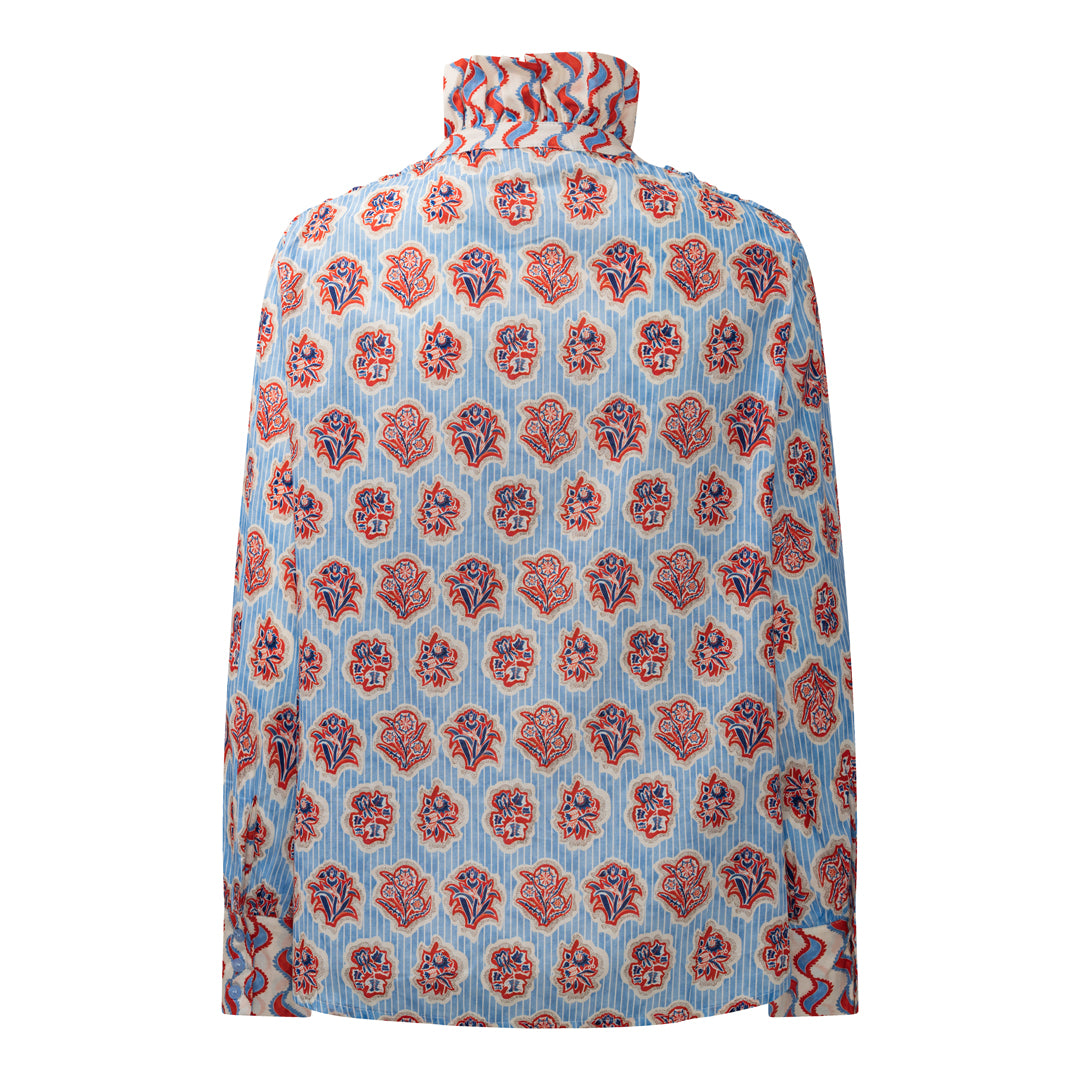 Agnes shirt med rødt og blåt print set bagfra