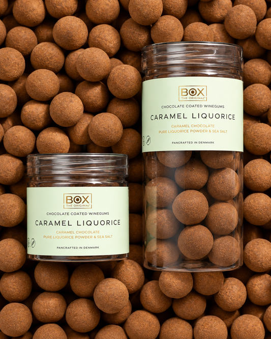 Caramel Liquorice - Chocolate coated winegum