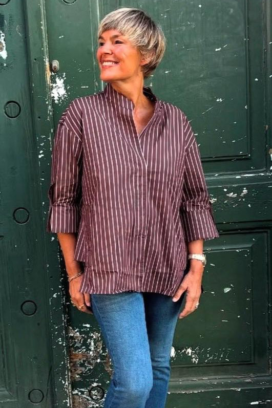 Luna Shirt Wauw - Brown/Rose Stripe