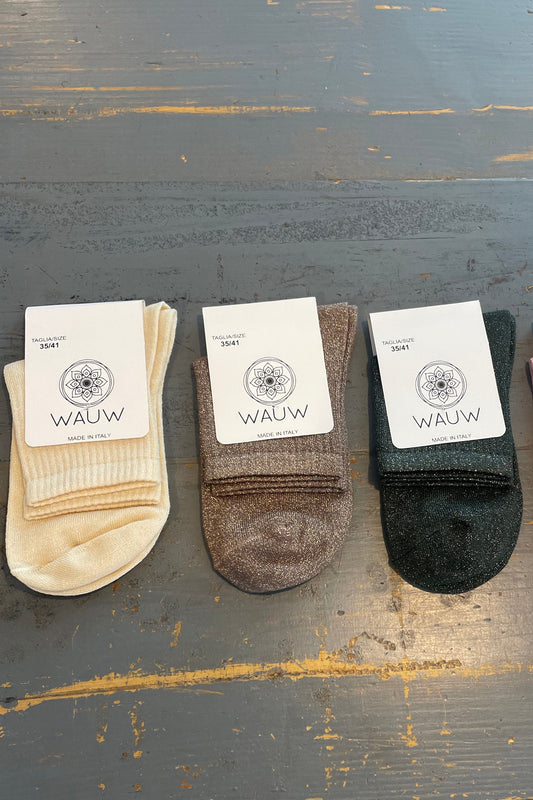 Glitter Socks - Creme