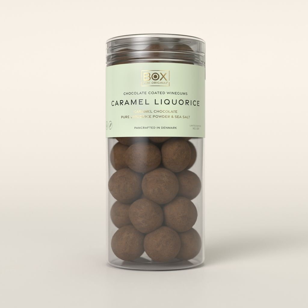 Caramel Liquorice - Chocolate coated winegum