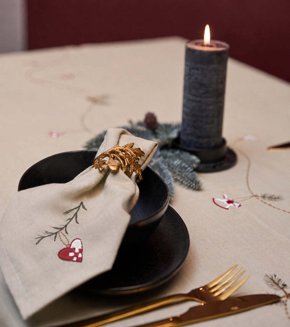 Juleservietter med broderie - 4 stk.